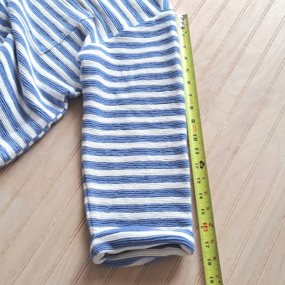 Blu Pepper Oversized Cropped Textured Boxy Blue White Striped Pullover Sweater - Picture 9 of 9